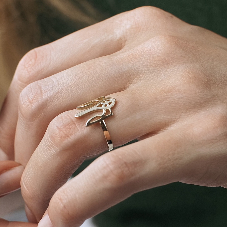 Каблучка "Герб України - Тризуб" у жовтому золоті к07331 від ювелірного магазину Онікс - 11