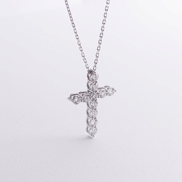 Золоте кольє "Хрестик" з діамантами 739511121 від ювелірного магазину Онікс