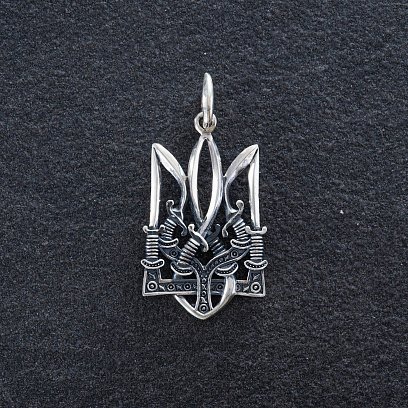 Подвеска "Тризуб с саблями" в серебре 133164