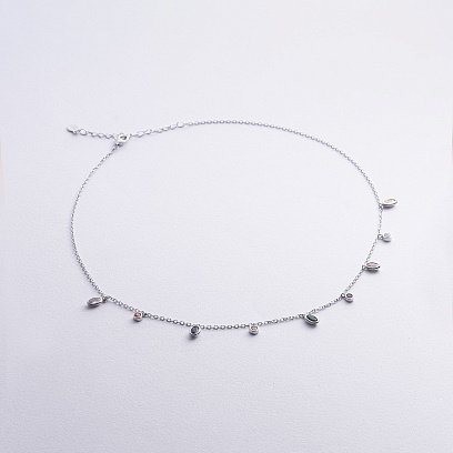 Серебряное колье с разноцветными фианитами 181301