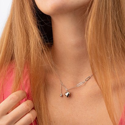 Серебряное колье "Сердечко" 181329 №4