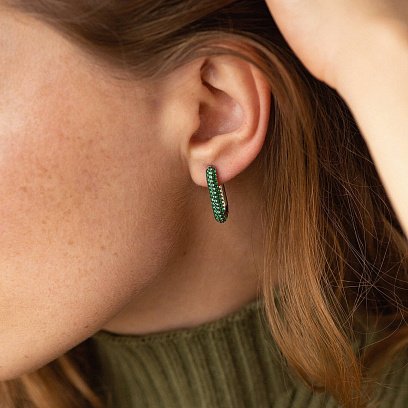 Серебряные серьги с зелеными фианитами 841 №4