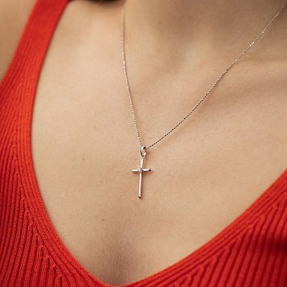 Золотой крестик с фианитом п01871 №2