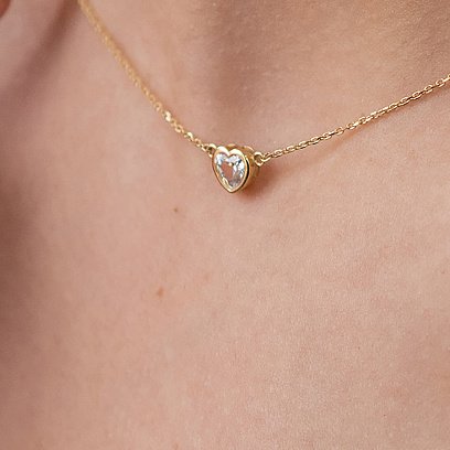 Кольє "Сердечко" в жовтому золоті кол01822 №8