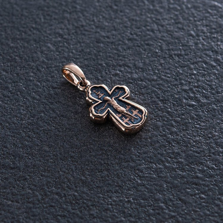 Золотий хрестик "Розп'яття. Св. Царевич Дмитро Углицький. Ангел Охоронець" п02667 від ювелірного магазину Онікс - 3