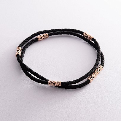 Ювелирный шелковый шнурок с золотой застежкой ш0014