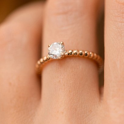 Заручальна золота каблучка з фіанітом к08156 №4