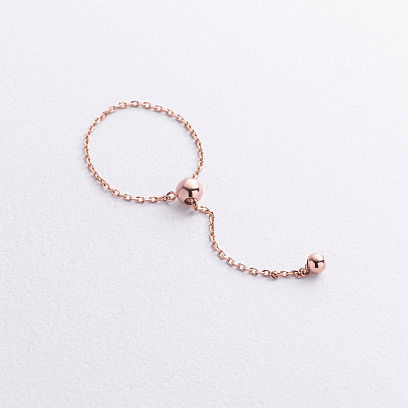 Кольцо "Шарик на цепочке" в красном золоте к08110