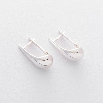 Серьги "Большие капельки" в серебре (3.6 см) 122495 №10