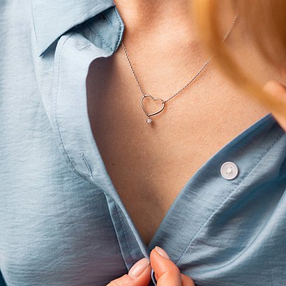 Срібне кольє "Сердечко" з фіанітом 1087 №8