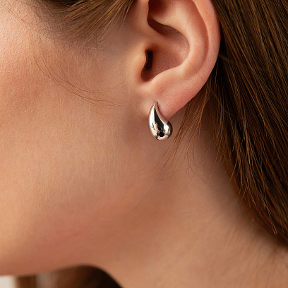 Серьги-пусеты "Megan" в белом золоте с09506 №3