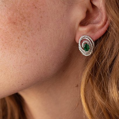 Золоті сережки зі смарагдами і діамантами doubs654 №6