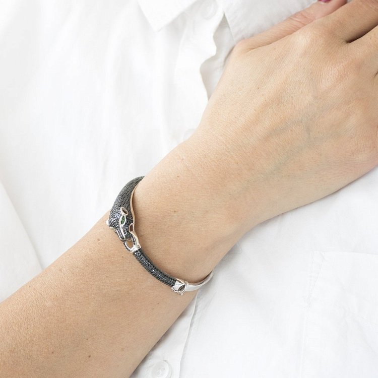 Золотой браслет "Пантера" (фианиты) б03930 от ювелирного магазина Оникс - 4