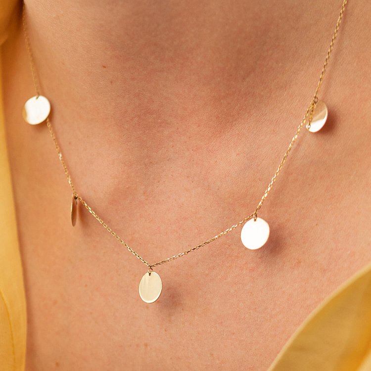 Колье "Монетки" в желтом золоте (5 шт) кол01438 от ювелирного магазина Оникс - 12