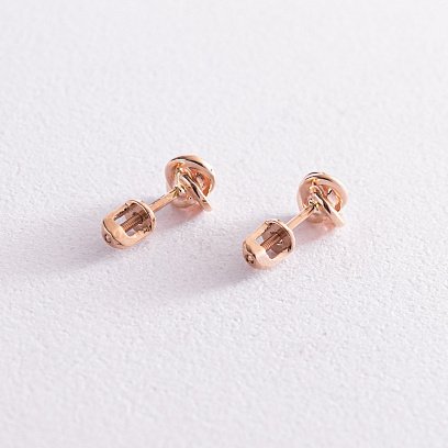 Золотые серьги - пусеты с фианитами с07592 №4