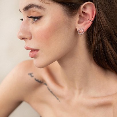 Сережка - каффа в білому золоті с08190 №2