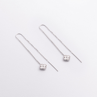 Срібні сережки - протяжки "Конюшина" 123508