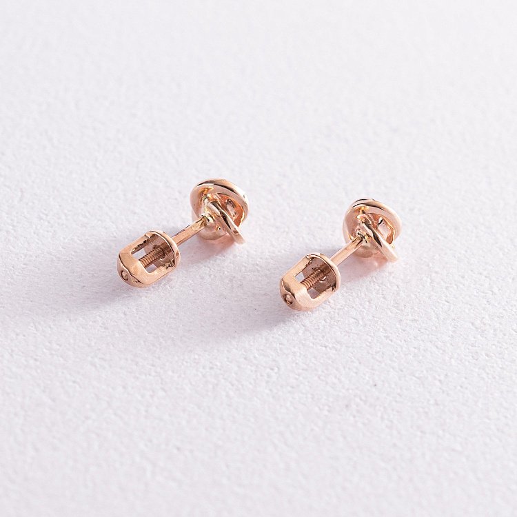 Золотые серьги - пусеты с фианитами с07592 от ювелирного магазина Оникс - 3