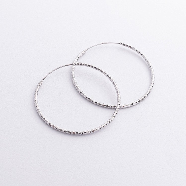 Серьги - кольца в серебре (4.5 см) 122970 от ювелирного магазина Оникс - 1