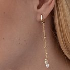 Золоті сережки з перлами на ланцюжку с07802 от ювелирного магазина Оникс - 5