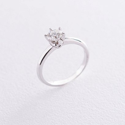 Помолвочное кольцо в белом золоте (бриллиант) кб0224ri