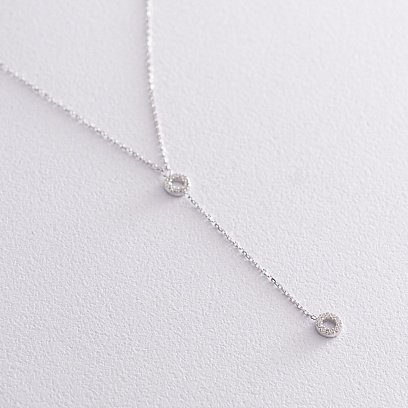 Кольє "Кружечки" в білому золоті (фіаніти) кол01825