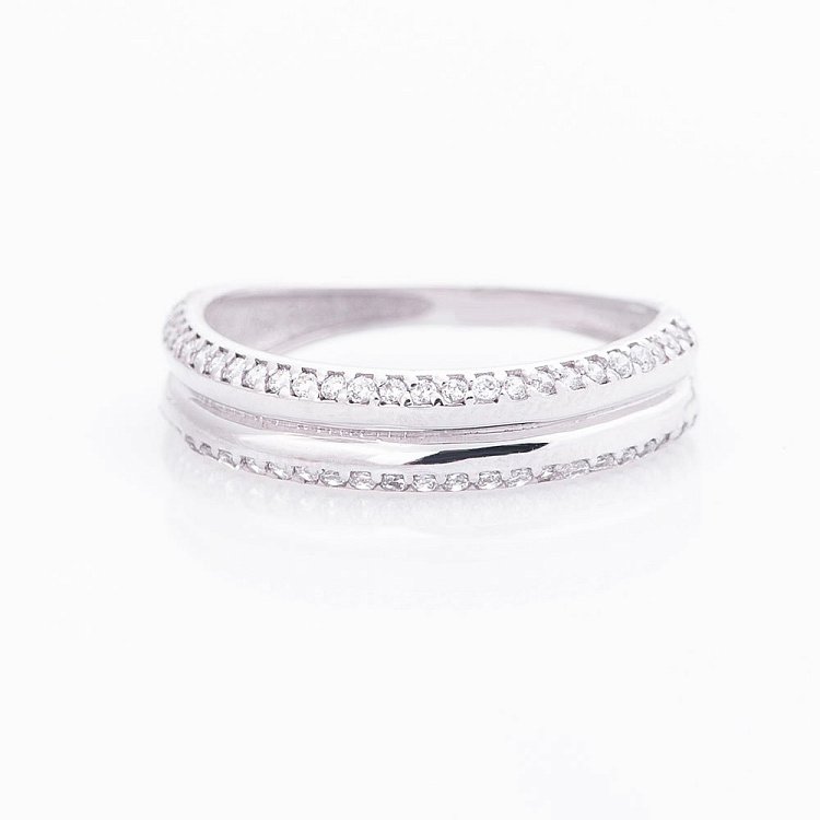 Золота каблучка з фіанітами к05050 від ювелірного магазину Онікс - 2