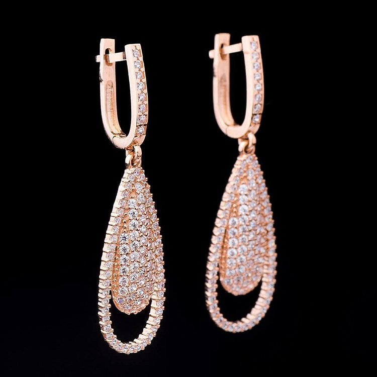 Сережки "Крапельки" з фіанітами с01465 від ювелірного магазину Онікс - 2