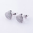 Серебряные серьги-пусеты "Сердце с фианитами" 121907 от ювелирного магазина Оникс