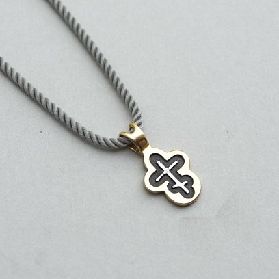 Срібний хрестик православний з позолотою 131768 №10