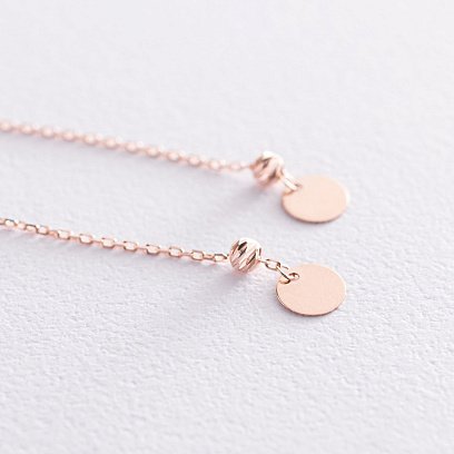 Золотые серьги Монетки на цепочке с07209 №3