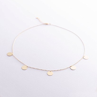 Кольє "Монетки" в жовтому золоті (5 шт) кол01438