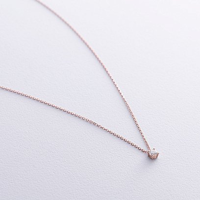 Золоте кольє з одним каменем (діамант) колб0112di №3