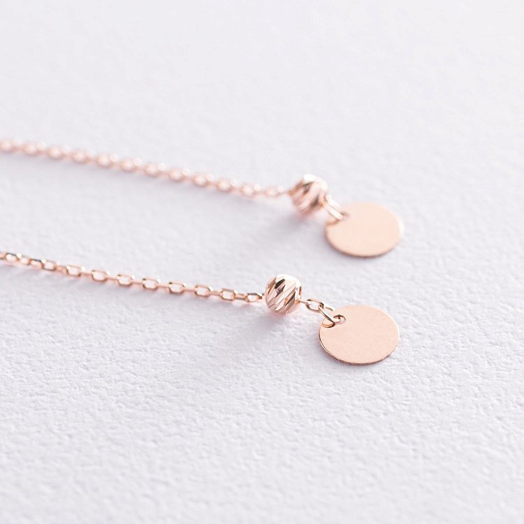 Золотые серьги Монетки на цепочке с07209 от ювелирного магазина Оникс - 3