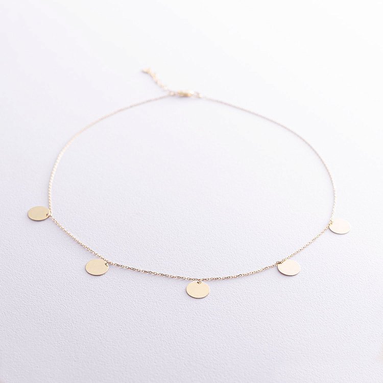 Кольє "Монетки" в жовтому золоті (5 шт) кол01438 від ювелірного магазину Онікс