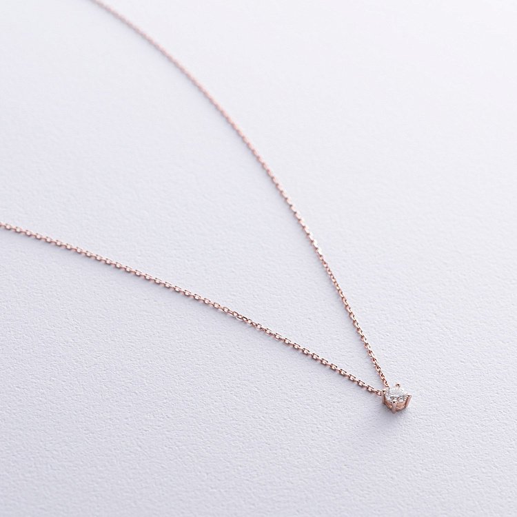 Золоте кольє з одним каменем (діамант) колб0112di від ювелірного магазину Онікс - 2