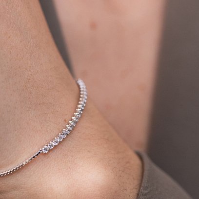 Серебряный браслет "Утонченный" с белыми фианитами 141606 №3