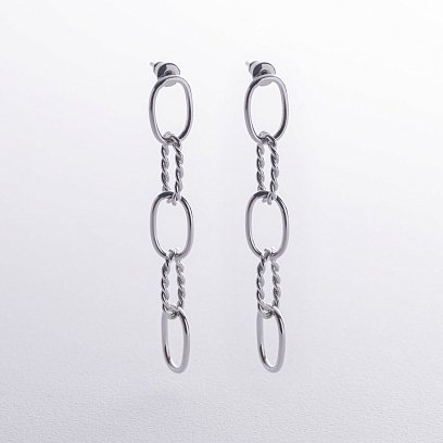 Серебряные серьги - пусеты "Свобода" (родий) 123306