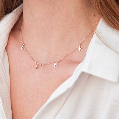 Колье "Ласточки" в красном золоте кол02021 №2