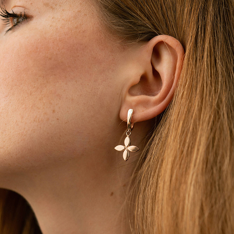 Сережки "Конюшина" в червоному золоті с07127 від ювелірного магазину Онікс - 4