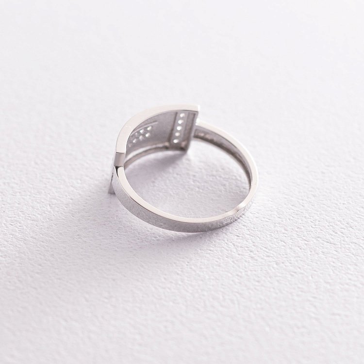 Каблучка в білому золоті з фіанітами к06696 від ювелірного магазину Онікс - 2