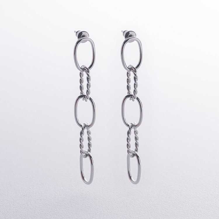 Серебряные серьги - пусеты "Свобода" (родий) 123306 от ювелирного магазина Оникс