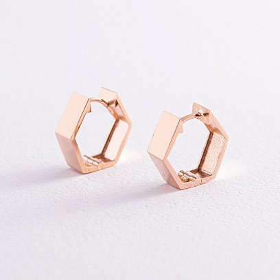 Серьги "Шестиугольники" в красном золоте с07995