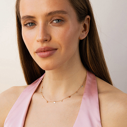 Колье "Монетки" в красном золоте (фианиты) кол02624 №2