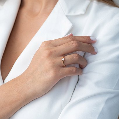 Помолвочное кольцо в красном золоте (бриллиант) кб0347са №2