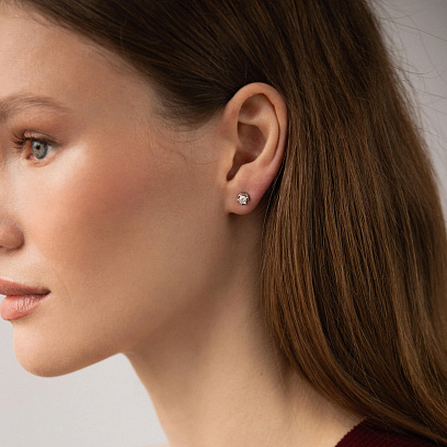 Золоті сережки - пусети з діамантами сб0572л (0,3) №2