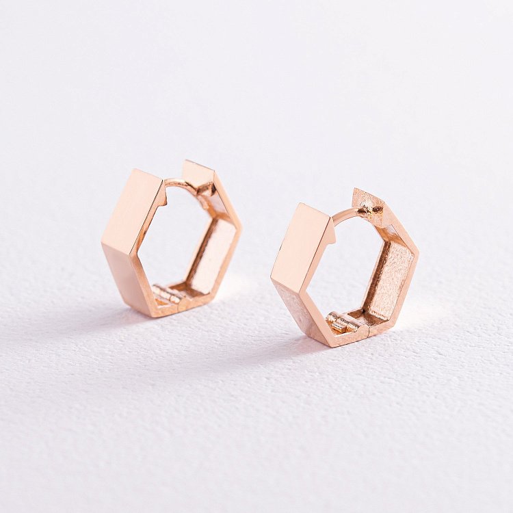 Серьги "Шестиугольники" в красном золоте с07995 от ювелирного магазина Оникс
