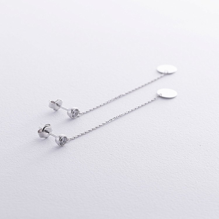 Золоті сережки "Монетки на ланцюжку" з фіанітами с08710 від ювелірного магазину Онікс - 3