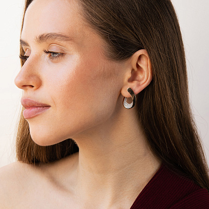 Золоті сережки "Крапельки" з фіанітами с08521 №5