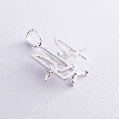 Срібний кулон "Герб України - Тризуб. Літак" 133129 №5